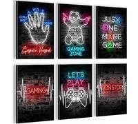 Novart Quadro decorativo Gioco Console Gamer - Completamente Pronto Da Appendere - Decorazione Elegante - Set 6 Immagini - N027964a