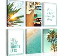 Novart Quadro decorativo Paradiso Della Spiaggia - Completamente Pronto Da Appendere - Decorazione Elegante - Set 6 Immagini - N014464a