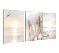 Novart Quadro decorativo Spiaggia Mare Boho - Completamente Pronto Da Appendere - Collage Moderno - Soggiorno Camera da letto Corridoio N029436a