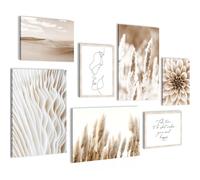 Novart Quadros Boho Erba della pampa - Nessuna Cornice Necessaria - Collage Moderno Beige - Soggiorno Camera da letto - N013372a