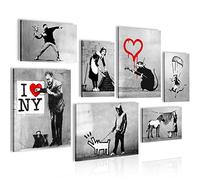 Novart Quadros - Completamente Pronto Da Appendere - Immagini - Banksy Collage - 2 Pezzi Set Moderni - N003271b