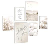 Novart Quadros - Completamente Pronto Da Appendere - Immagini - Boho Spiaggia Mare - 7 Pezzi Set Moderni - N023367a