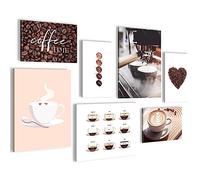Novart Quadros - Completamente Pronto Da Appendere - Immagini - Caffè - 7 Pezzi Set Moderni - N027871a