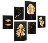 Novart Quadros - Completamente Pronto Da Appendere - Immagini - D'oro Fogli - 7 Pezzi Set Moderni - N033267a