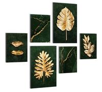 Novart Quadros - Completamente Pronto Da Appendere - Immagini - D'oro Fogli - 7 Pezzi Set Moderni - N033267b