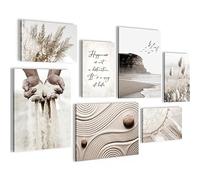 Novart Quadros - Completamente Pronto Da Appendere - Immagini - Erba Di Pampa - 7 Pezzi Set Moderni - N028171a