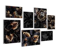 Novart Quadros - Completamente Pronto Da Appendere - Immagini - Fiori Astratto - 7 Pezzi Set Moderni - N036471a