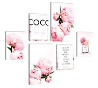 Novart Quadros - Completamente Pronto Da Appendere - Immagini - Fiori Peonie - 7 Pezzi Set Moderni - N016467a