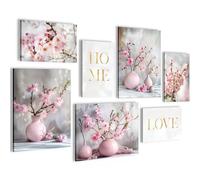 Novart Quadros - Completamente Pronto Da Appendere - Immagini - Fiori Sakura - 7 Pezzi Set Moderni - N029871a