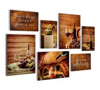 Novart Quadros - Completamente Pronto Da Appendere - Immagini - Immagine cucina Vino - 7 Pezzi Set Moderni - N035971a