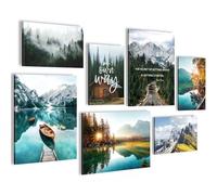 Novart Quadros - Completamente Pronto Da Appendere - Immagini - Natura Montagne - 7 Pezzi Set Moderni - N028471a