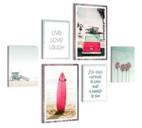 Novart Quadros - Completamente Pronto Da Appendere - Immagini - Spiaggia Vacanza - 7 Pezzi Set Moderni - N014167a