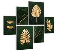 Novart Quadros D'oro Fogli - Nessuna Cornice Necessaria - Collage Moderno Nero Oro - Soggiorno Camera da letto Corridoio - N033263b