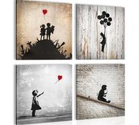 Novart Quadros Moderni Banksy Collage - Appendi subito La Tua Foto - Nessuna Cornice Necessaria - Set 4 Pezzi - Soggiorno Camera da letto N039243a