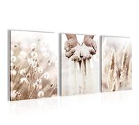 Novart Set di Decorazione da Parete con Quadri Erba di Pampas Boho Cuadri - PRONTO PER ESSERE APPESO - Non Necessita di Cornice - Camera da Letto Salotto Cucina - N008835a