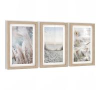 Novart Set di Quadri Boho Mare Biler - Decorazioni Murali per Soggiorno, Camera da Letto e Corridoio - 3 Stampa Blu e Beige con Cornice - N133830aR1