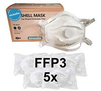 Novasalus mascherine respiratori FFP3 con Valvola, mascherine protettive facciali"Cup Shape", Certificate CE 2797 - Confezione da 5 FFP3 NR