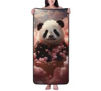 Novastar Asciugamani da bagno in cotone per il bagno - Simpatici asciugamani in microfibra rosa con panda, asciugamani da bagno personalizzati, ad asciugatura rapida, morbidi asciugamani da doccia per