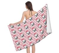 Novastar Asciugamano da spiaggia ad asciugatura rapida, asciugamano in microfibra rosa a forma di bulldog francese per il corpo, morbidi asciugamani da bagno per il bagno, teli da spiaggia