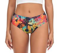 Novastar Biancheria intima da donna con mappa del mondo, senza cuciture, estensibile, da donna, Nero , L