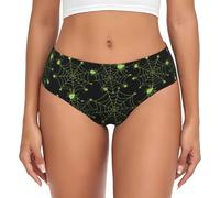 Novastar Biancheria intima da donna - Halloween verde ragnatela invisibile senza cuciture estensibile da donna, nero/bianco, XXL