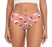 Novastar Biancheria intima da donna - Tazza bianca stampata caffè rosa invisibile senza cuciture estensibile da donna intimo bikini intimo slip, nero/bianco, XXL