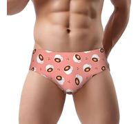 Novastar Biancheria intima da uomo - Tazza bianca stampata caffè rosa traspirante elasticizzato taglio classico intimo bikini da uomo, Nero , S