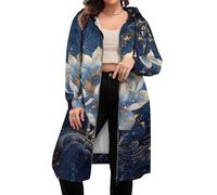 Novastar Blue Golden Dream Lotus - Felpa con cappuccio da donna a maniche lunghe, con cerniera, casual, con tasche, Stile-38, S