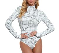 Novastar Body da donna, a maniche lunghe, con motivo equazione matematica, per donna, con controllo della pancia, Stile-37, L