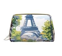 Novastar Borsa per il trucco da viaggio grande - Caffè Parigino con Eiffel - Borsa per il trucco in pelle PVC con chiusura lampo - Borsa per il trucco portatile da donna - Borsa da toilette