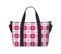 Novastar Borsa tote per computer portatile da donna, da lavoro, a quadri, rosa acceso, con cuore, borsa da viaggio, borsa da palestra per donne e uomini, borsa da viaggio a tracolla per donne e uomini
