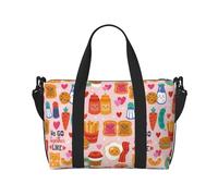 Novastar Borsa tote per computer portatile da donna, da lavoro, con cibo carino, uova, pane, patatine fritte, borsa da viaggio, borsa da palestra per donne e uomini, borsa da viaggio a tracolla per