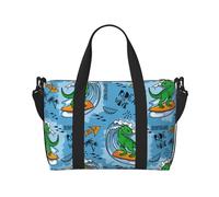 Novastar Borsa tote per computer portatile da donna, da lavoro, con stampa di dinosauro e tavola da surf, borsa da viaggio, borsa da palestra per donne e uomini, borsa da viaggio a tracolla per donne
