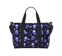 Novastar Borsa tote per computer portatile da donna, da lavoro, con teschio, fiore, foglia, viola, borsa da viaggio, borsa da palestra per donne e uomini, borsa da viaggio a tracolla per donne e