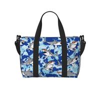 Novastar Borsa tote per computer portatile da donna, lavoro, con grande squalo bianco con occhiali, borsa da viaggio per donne, viaggi, borsa da palestra per donne e uomini, borsa da viaggio a