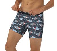 Novastar Boxer da uomo a lunghezza estesa, con anello da nuoto a forma di squalo, con fascia elastica, nero, XX-Large