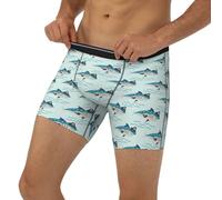 Novastar Boxer da uomo a lunghezza estesa, divertente e carino, con squalo pirata, intimo da uomo, con fascia elastica, Nero, XL