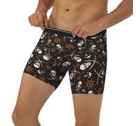 Novastar Boxer lungo da uomo - Teschi da pirata con fascia elastica, nero/bianco, S