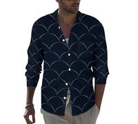 Novastar Camicie a maniche lunghe da uomo - Black Fish Scales Slim Fit Button Up Camicia da uomo Abbigliamento casual, Stile-1, M
