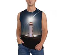 Novastar Camicie senza maniche da uomo, canotte con grafica Peggy'S Cove Lighthouse, da uomo, per corsa, allenamento, palestra, nero, L