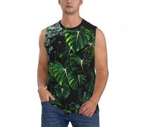 Novastar Camicie senza maniche da uomo, canotte da uomo, canotte grafiche con foglie verdi lussureggianti, canotte da corsa, allenamento, palestra, da uomo, Nero, L