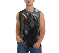 Novastar Camicie senza maniche da uomo, canotte da uomo con grafica a cavallo bianco e nero e oro, canotte da corsa, allenamento, palestra, canotte da uomo, Nero, L