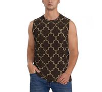 Novastar Camicie senza maniche da uomo, canotte marroni con grafica a traliccio marocchino, canotte da uomo, per corsa, allenamento, palestra, canotte da uomo, nero, XX-Large