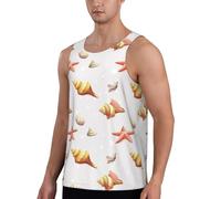 Novastar Canotta da allenamento da uomo, stampa conchiglie conche, n. 902, senza maniche, ad asciugatura rapida, da uomo, con corsa, nero/bianco, M
