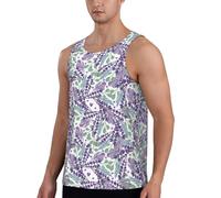 Novastar Canottiera da allenamento da uomo, con foglie verdi, fiori di lavanda, asciugatura rapida, senza maniche, per corsa, Nero, L
