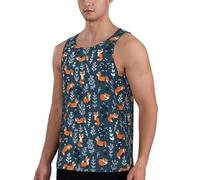 Novastar Canottiere da allenamento da uomo - Volpi giocose blu della foresta - Maglietta senza maniche ad asciugatura rapida da uomo con corsa, nero/bianco, 4XL