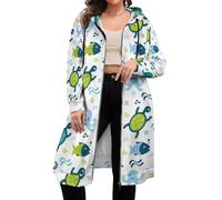 Novastar Cartoon Sea Creatures - Felpa con cappuccio da donna a maniche lunghe, con cerniera, casual, con tasche, Stile-39, L