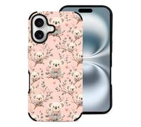 Novastar Compatibile con iPhone 16 Custodia estetica sottile da 6,1 pollici - Custodia in pelle in microfibra con simpatico cuore koala 1 stampa compatibile con iPhone 16 custodia per telefono per