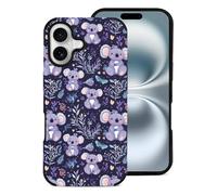 Novastar Compatibile con iPhone 16 Custodia estetica sottile da 6,1 pollici - Custodia in pelle in microfibra con stampa koala viola compatibile con iPhone 16 Custodia per telefono per donne e uomini