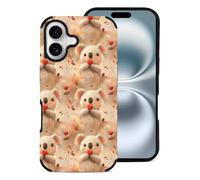 Novastar Compatibile con iPhone 16 custodia estetica sottile da 6,1 pollici - Custodia in pelle in microfibra con stampa a cuore koala compatibile con iPhone 16 Custodia per telefono per donne e